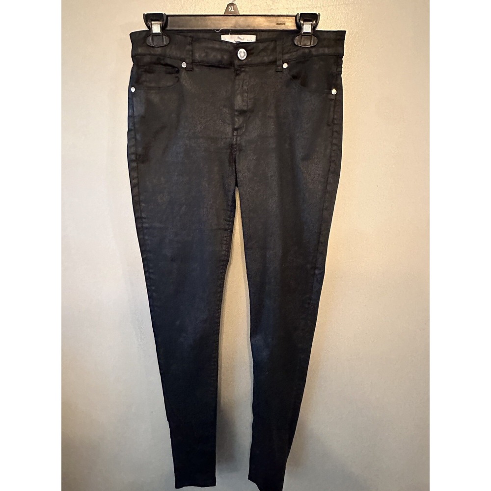 MNG Black Shiny Coated Skinny Jeans‎ Pants Women's Size 6